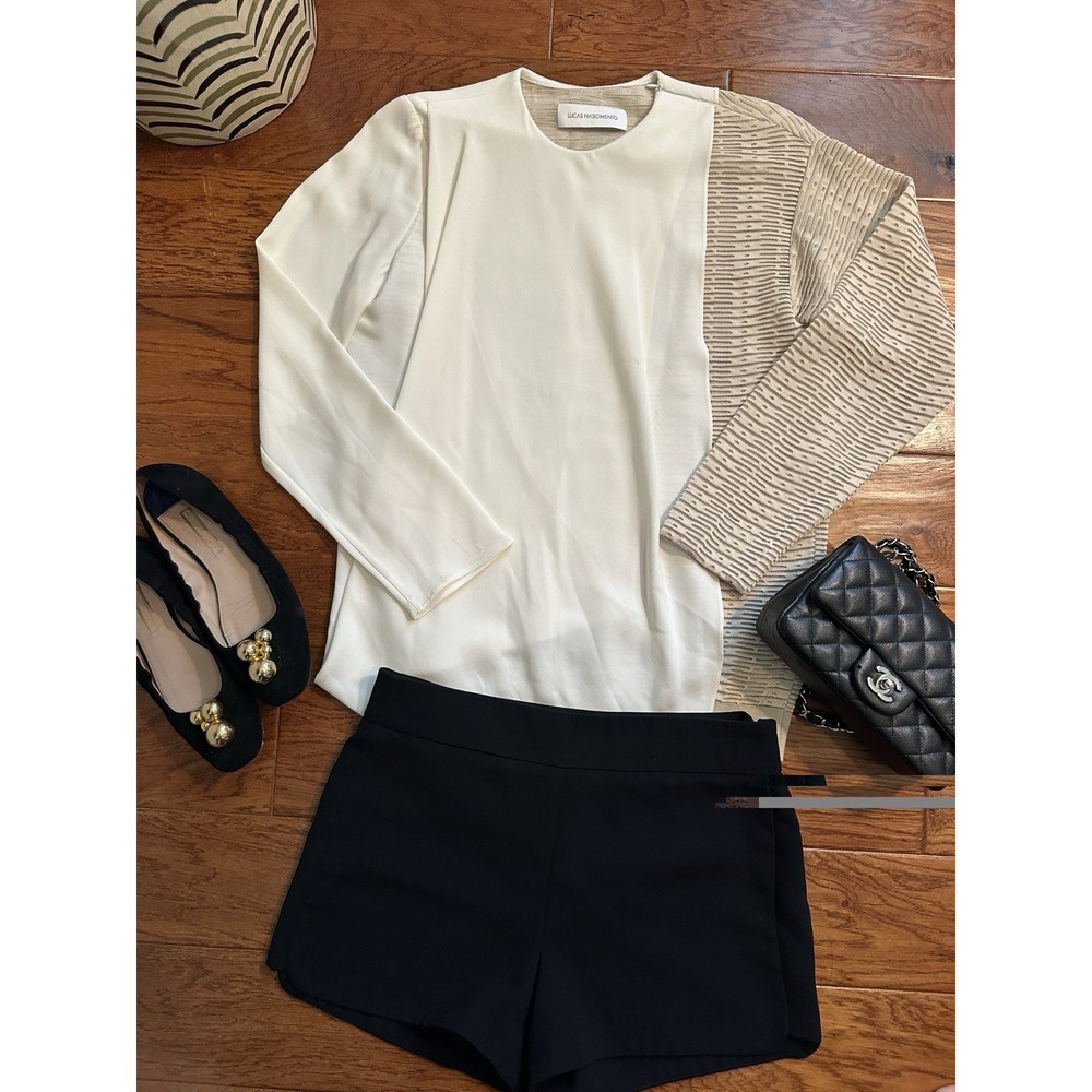 Lucas Nascimento Silk Blend Asymmetric Layered Top Sweater Deconstructed US6